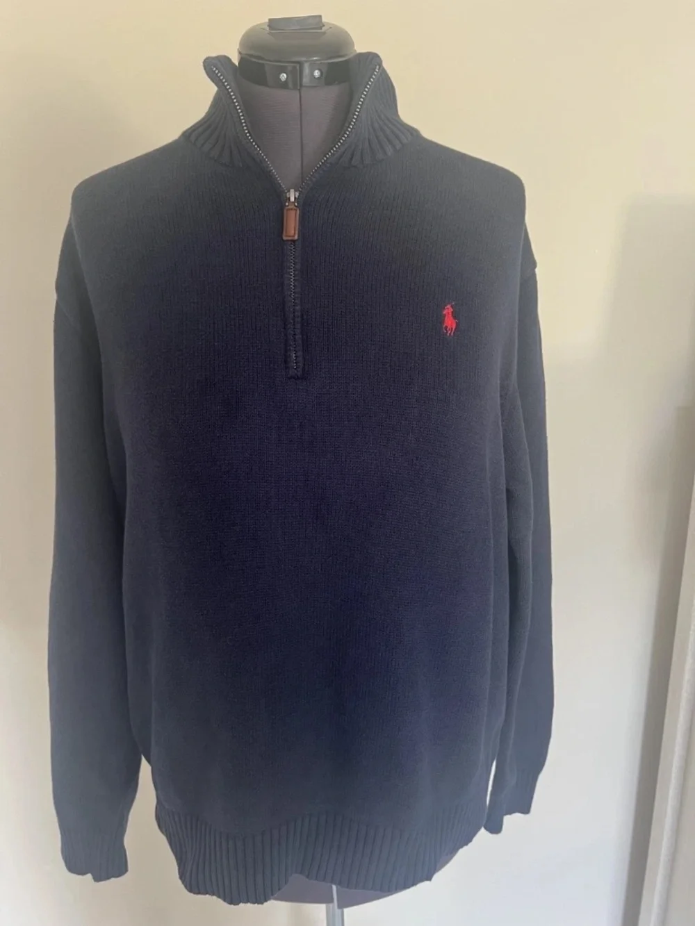 Vinatage Polo Ralph Lauren Mens Blue Quarter Zip Sweater Y2K Size XXL